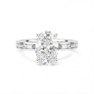 Channel Setting Baguette Pavé Engagement Ring - Oval Cut - Beyon Diamond