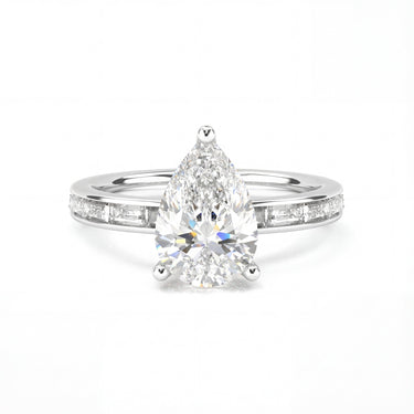Channel Setting Baguette Pavé Engagement Ring - Pear Cut - Beyon Diamond