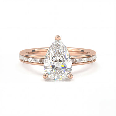 Channel Setting Baguette Pavé Engagement Ring - Pear Cut - Beyon Diamond