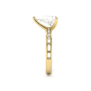 Channel Setting Baguette Pavé Engagement Ring - Pear Cut - Beyon Diamond