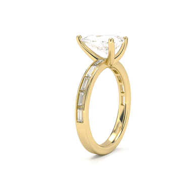 Channel Setting Baguette Pavé Engagement Ring - Pear Cut - Beyon Diamond