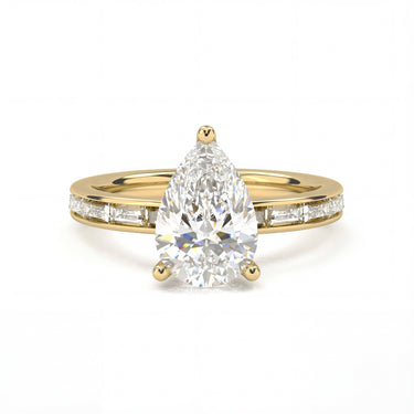 Channel Setting Baguette Pavé Engagement Ring - Pear Cut - Beyon Diamond
