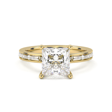 Channel Setting Baguette Pavé Engagement Ring - Princess Cut - Beyon Diamond