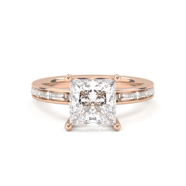 Channel Setting Baguette Pavé Engagement Ring - Princess Cut - Beyon Diamond