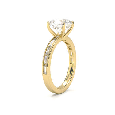 Channel Setting Baguette Pavé Engagement Ring - Round Cut - Beyon Diamond