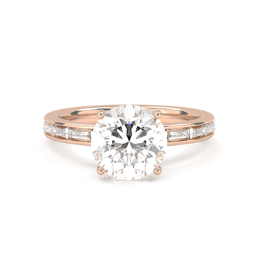 Channel Setting Baguette Pavé Engagement Ring - Round Cut - Beyon Diamond