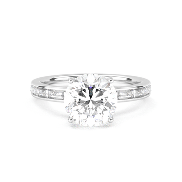 Channel Setting Baguette Pavé Engagement Ring - Round Cut - Beyon Diamond
