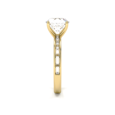 Channel Setting Baguette Pavé Engagement Ring - Round Cut - Beyon Diamond
