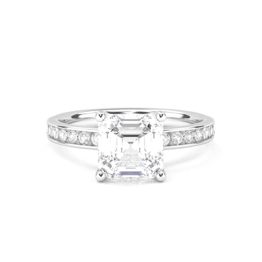 Channel Setting Pavé Engagement Ring - Asscher Cut - Beyon Diamond