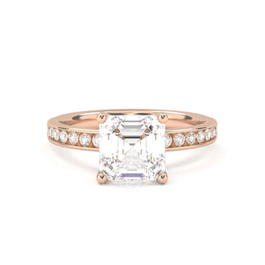 Channel Setting Pavé Engagement Ring - Asscher Cut - Beyon Diamond