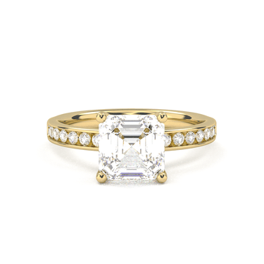 Channel Setting Pavé Engagement Ring - Asscher Cut - Beyon Diamond