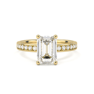 Channel Setting Pavé Engagement Ring - Emerald Cut - Beyon Diamond