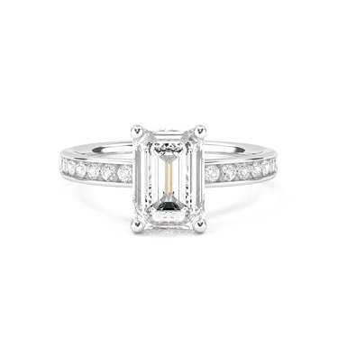 Channel Setting Pavé Engagement Ring - Emerald Cut - Beyon Diamond