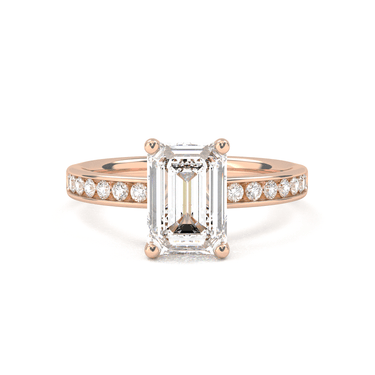 Channel Setting Pavé Engagement Ring - Emerald Cut - Beyon Diamond