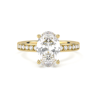 Channel Setting Pavé Engagement Ring - Oval Cut - Beyon Diamond