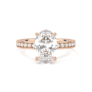 Channel Setting Pavé Engagement Ring - Oval Cut - Beyon Diamond