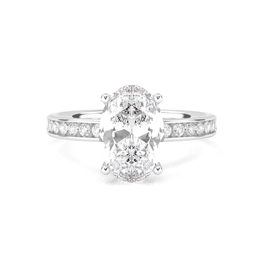 Channel Setting Pavé Engagement Ring - Oval Cut - Beyon Diamond