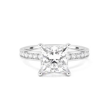 Channel Setting Pavé Engagement Ring - Princess Cut - Beyon Diamond
