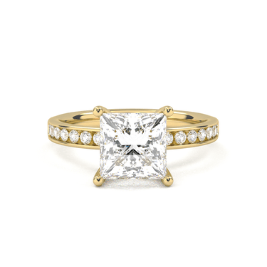 Channel Setting Pavé Engagement Ring - Princess Cut - Beyon Diamond