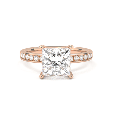 Channel Setting Pavé Engagement Ring - Princess Cut - Beyon Diamond