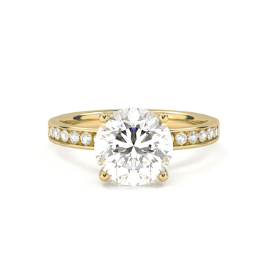 Channel Setting Pavé Engagement Ring - Round Cut - Beyon Diamond