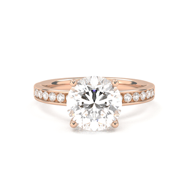 Channel Setting Pavé Engagement Ring - Round Cut - Beyon Diamond