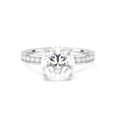 Channel Setting Pavé Engagement Ring - Round Cut - Beyon Diamond