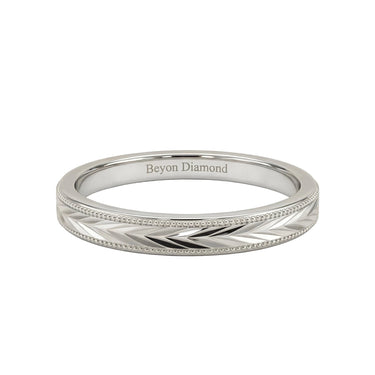 Chevron Milgrain Men's Band - Beyon Diamond