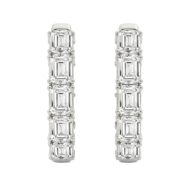 Classic Emerald Hoop Earrings 3 CTW - Beyon Diamond