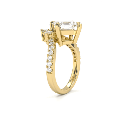 Crown Pavé Engagement Ring - Asscher Cut - Beyon Diamond