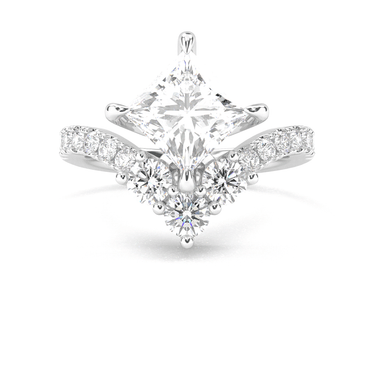 Crown Pavé Engagement Ring - Princess Cut - Beyon Diamond