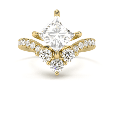 Crown Pavé Engagement Ring - Princess Cut - Beyon Diamond