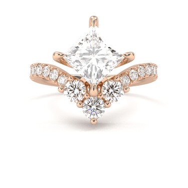 Crown Pavé Engagement Ring - Princess Cut - Beyon Diamond