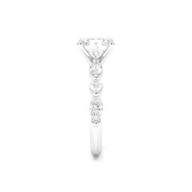 Cushion Cut with Marquise Side Stone Diamond Ring - Beyon Diamond