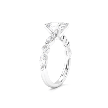 Cushion Cut with Marquise Side Stone Diamond Ring - Beyon Diamond