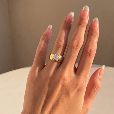 East West Pear Cut Diamond Cigar Band Ring