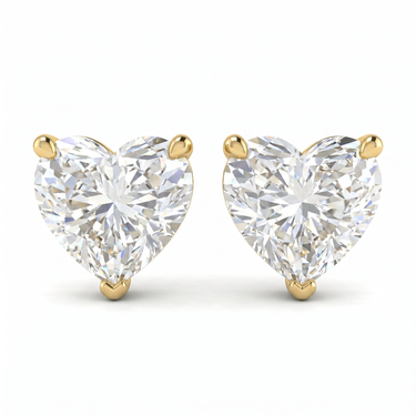 Solitaire Heart Diamond Earring in Three Prong Setting