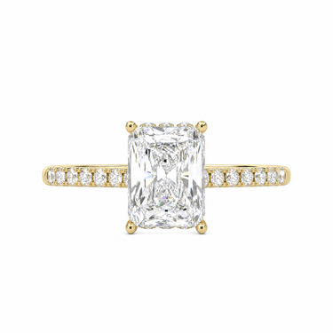 Vintage Pavé Hidden Halo Radiant Cut Diamond Ring