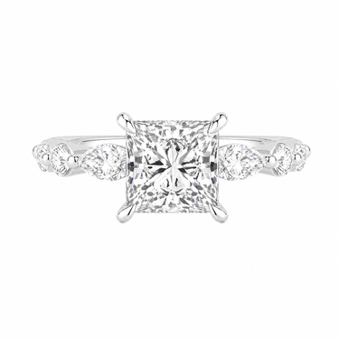 Princess Cut With Marquise Side Stone Diamond Ring