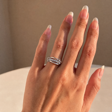 Triple Layer Aquamarine And Diamond Interlocking Ring Diamond Wedding Ring