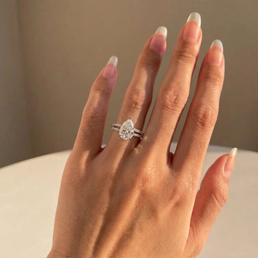 Pear Cut Lab Grown Diamond Split-Shank Pavé Engagement Ring