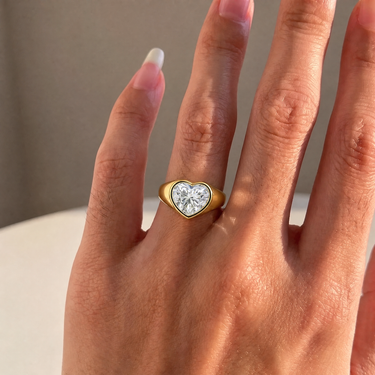 Heart Cut Diamond Bezel Signet Ring