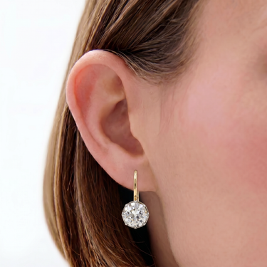 Vintage Old Mine Cut Diamond Drop Earrings