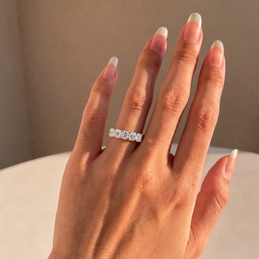 Half Bezel Asscher Cut Diamond Five Stone Wedding Band