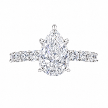 Pear Cut Brilliant Hidden Halo Full Pavé Diamond Engagement Ring