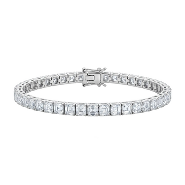 Asscher Cut Diamond Tennis Bracelet 5CTW