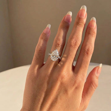 Pear Cut Brilliant Hidden Halo Full Pavé Diamond Engagement Ring