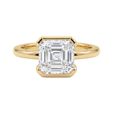 Half Bezel Asscher Cut Diamond Engagement Ring
