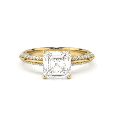 Double Row Pavé Engagement Ring - Asscher Cut - Beyon Diamond