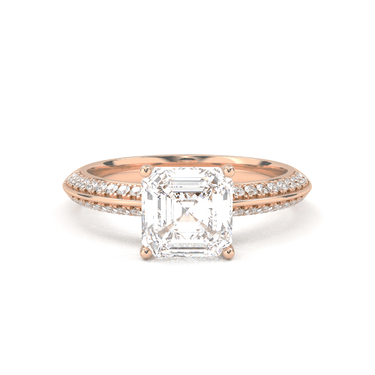 Double Row Pavé Engagement Ring - Asscher Cut - Beyon Diamond